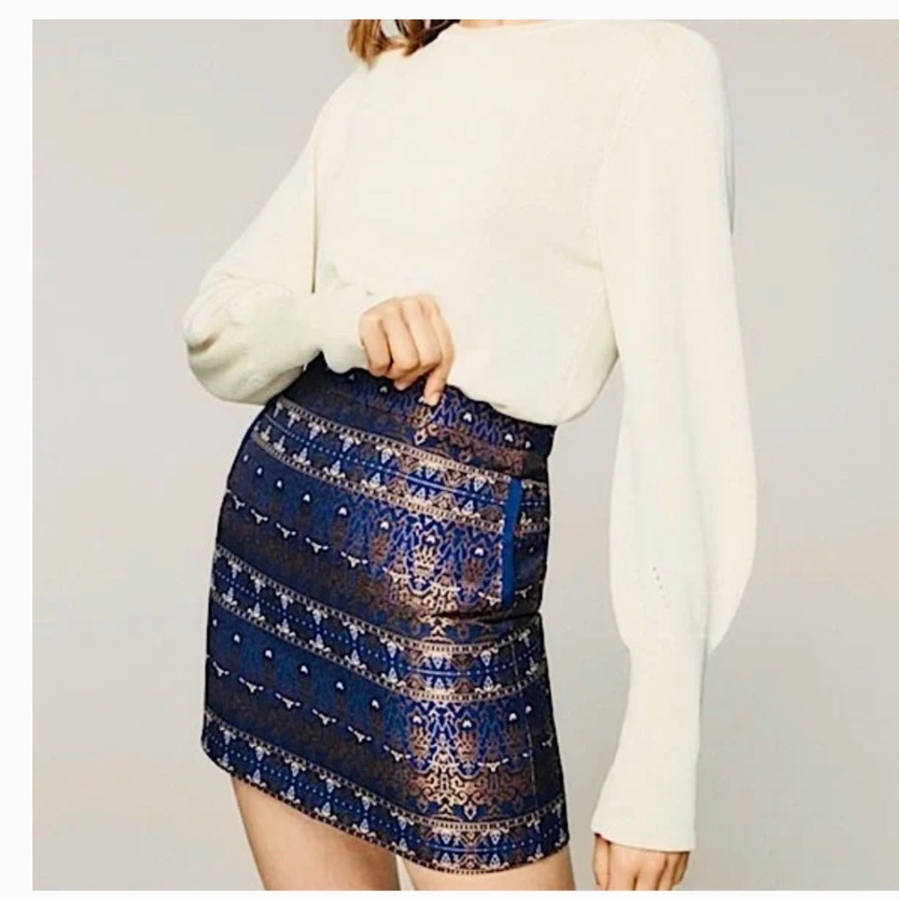 Massimo Dutti Women Blue Gold Casual Skirt size 2 US - XS New